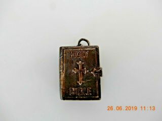Good Vintage Sterling Silver " Holy Bible " Opens " Lords Prayer " Bracelet Charm