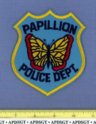 Papillion (old Vintage) Nebraska Sheriff Police Patch Cheesecloth Butterfly