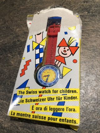 Vintage 1987 Kids Flik Flak Swiss Quartz Red Blue Yellow Watch By Swatch