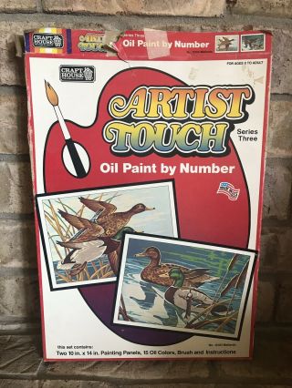 Vintage Craft House Artist Touch Oil Paint By Number Kit 13103 Mallards Duck