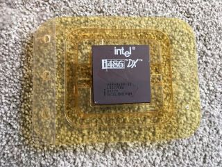Intel i486 DX CPU A80486SX - 33 SX729 Vintage Gold and Ceramic 2