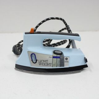 Vintage 1970s Ge General Electric Lightweight Steam & Dry Iron Light Blue 454