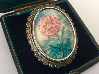 Vintage Jewellery Thomas L Mott (TLM) Pink Chrysanthemum Flower Brooch Pin 3