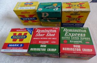 (6) Vintage Different 12 Ga.  Shotgun Shell Boxes Remington Winchester Western