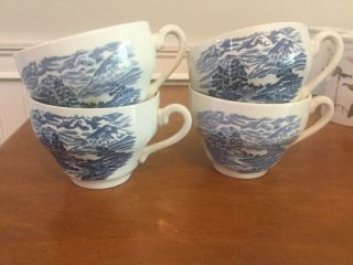 Four Lochs Of Scotland Blue And White Vintage Cups,  England
