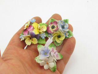 3 X Vintage Hand Painted Flower Brooches Dorothy Ann