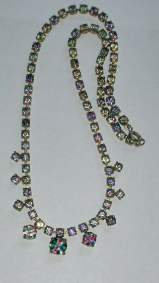 Czech Vintage Iris Rainbow Rhinestone Necklace