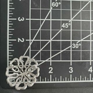 Signed CROWN TRIFARI Vintage Silver Tone Flower Brooch Pin Q33 2