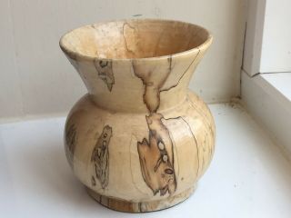 Exquisite Vintage Signed Scandinavian Finland Handmade Turned Wood Vase Decor 2