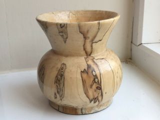 Exquisite Vintage Signed Scandinavian Finland Handmade Turned Wood Vase Decor 3