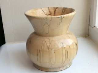 Exquisite Vintage Signed Scandinavian Finland Handmade Turned Wood Vase Decor 4