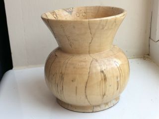 Exquisite Vintage Signed Scandinavian Finland Handmade Turned Wood Vase Decor 5