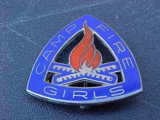 Vintage Camp Fire Girls Blue & Red Enamel & Sterling ?? Pin