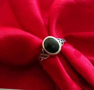 Black Onyx Stone Vintage Hallmark Sterling Silver Ring,  3.  5 Grams,  Wear Or Scrap