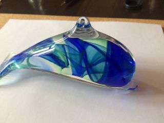 Vintage Murano Sommerso Art Glass Dolphin Figurine Paperweight