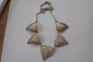 Vintage Sterling Silver Filigree Leaf Necklace