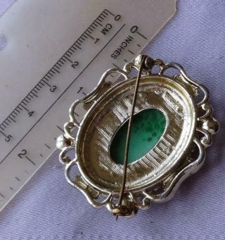 Vintage Pearl Green Glass Floral Brooch by EXQUISITE 3