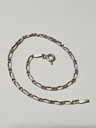 Vintage Sterling Silver 925 Jewelry Figaro Link 7 " Bracelet Chain Mji Solid.  925
