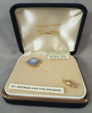 Vintage Wedgwood For Stratton St.  George & The Dragon Blue Jasperware Stick Pin