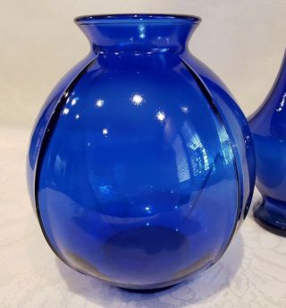Vintage Cobalt Blue Glass Bulbous Sphere Vase