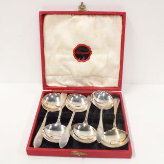 6x Vintage Sellingwell Silverplated Spoons In Red Presentation Box 454