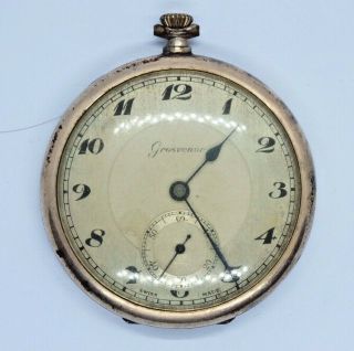 Vintage 15 Jewels 14k Gold Filled Grosvenor Pocket Watch.  Not Running.