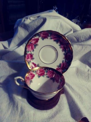 Vintage Tuscan Fine Bone China Rose Cup With Saucer