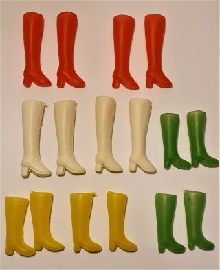 Assorted Dolls Plastic Boots,  Shoes,  Hangers And Accessories - - Vintage