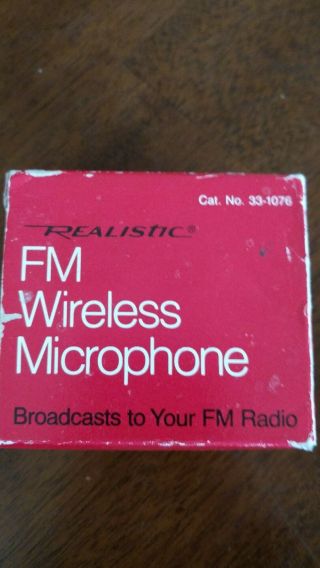 Realistic Fm Wireless Microphone 33 - 1076 Vintage Micro Phone Tandy Radio Shack