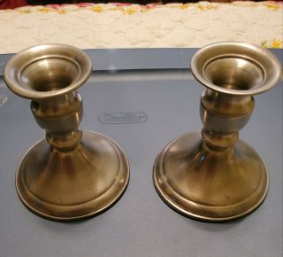 Vintage Leonard Candle Holders Pewter Weighted 4 1/2” Tall Set Of 2 Pre - Owned