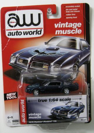 Auto World Vintage Muscle 1:64 Scale 1975 Pontiac Firebird T/a Blue