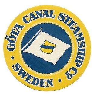 Authentic Vintage Luggage Label Gota Canal Steamship Co,  Sweden