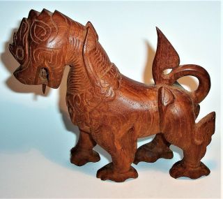 Old Asian Dragon Hand Carved Wood Art Sculpture Statue Figurine Vintage Antique