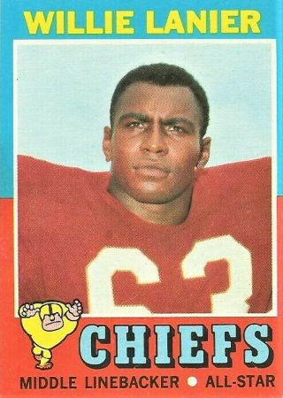 1971 Topps 114 Willie Lanier Kansas City Chiefs Rc Rookie Vintage Football Card