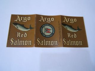 Vintage Red Argo Salmon Can Label Alaska Packers Association
