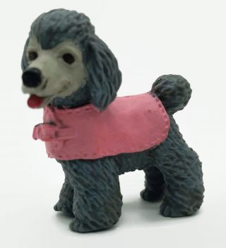 Vintage 1994 M.  E.  G.  Meg Gray Poodle Dog Pink Clothing Pet Dollhouse Toy Figure