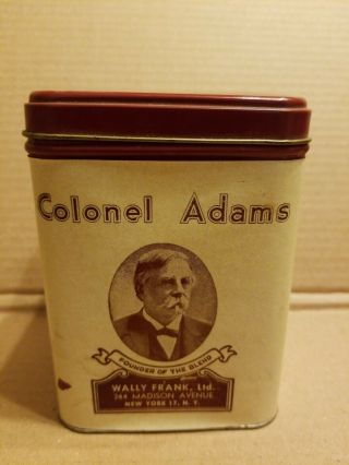 Rare Vintage Empty Colonel Adams Tobacco Tin Square 5 " Paper Label
