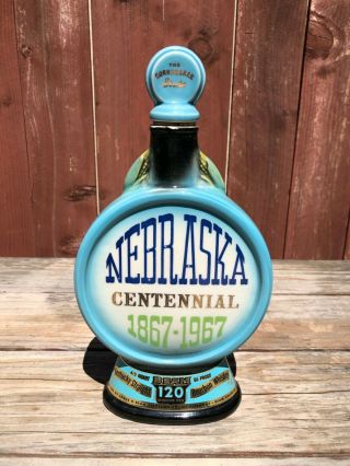 " Nebraska Centennial 1867 - 1967 " Vintage Jim Beam Whiskey Decanter/bottle,  1967