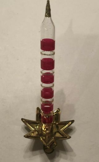 Vintage Italian Christmas Glass & Brass Clip - On Candle Ornaments Italy Xmas Red