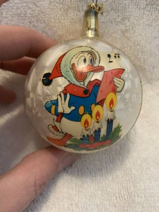 Vintage Kurt Adler Disney Donald Duck Glass Christmas Ornament