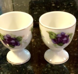 2 Vintage Egg Cups China Hand Painted