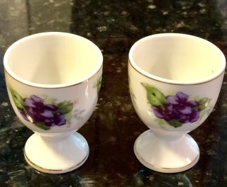 2 Vintage Egg Cups China Hand Painted 2