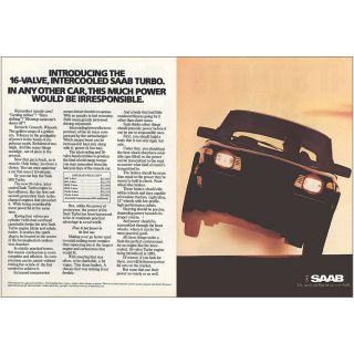 1985 Saab: 16 Valve Intercooled Saab Turbo Vintage Print Ad
