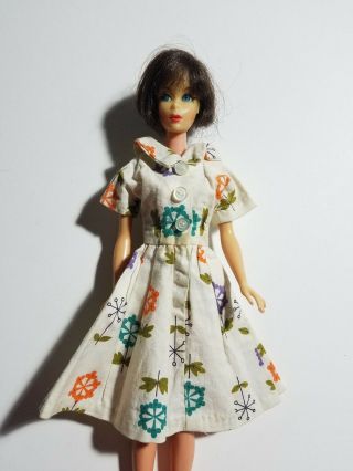 Vintage Barbie Handmade Dress - Ivory,  Aqua,  Orange,  Purple Print Dress - No Doll