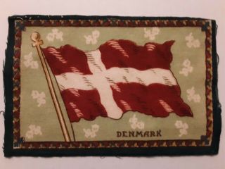 Vintage Cigar Box Tobacco Felt Flannel Flag Insert Denmark 8.  5 X 5.  5 In