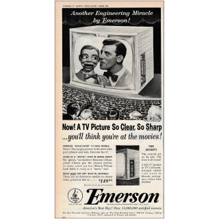 1953 Emerson Television: Paul Winchell Vintage Print Ad