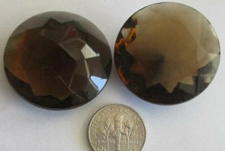 9 Vintage German Glass Gigantic 31mm Unfoiled Cola Brown Round Curveback Stones