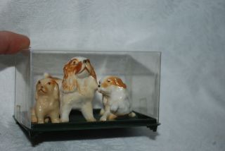 Vintage Set Of 3 Hard Plastic Toy Dog Figurines Made In Hong Kong
