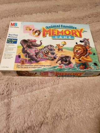 Animal Families Memory Matching Game Mb Vintage 1990 