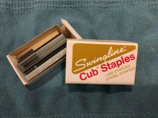 Vintage Swingline Cub Staples Box 1000 (partial) Chisel Pointed Made In The Usa